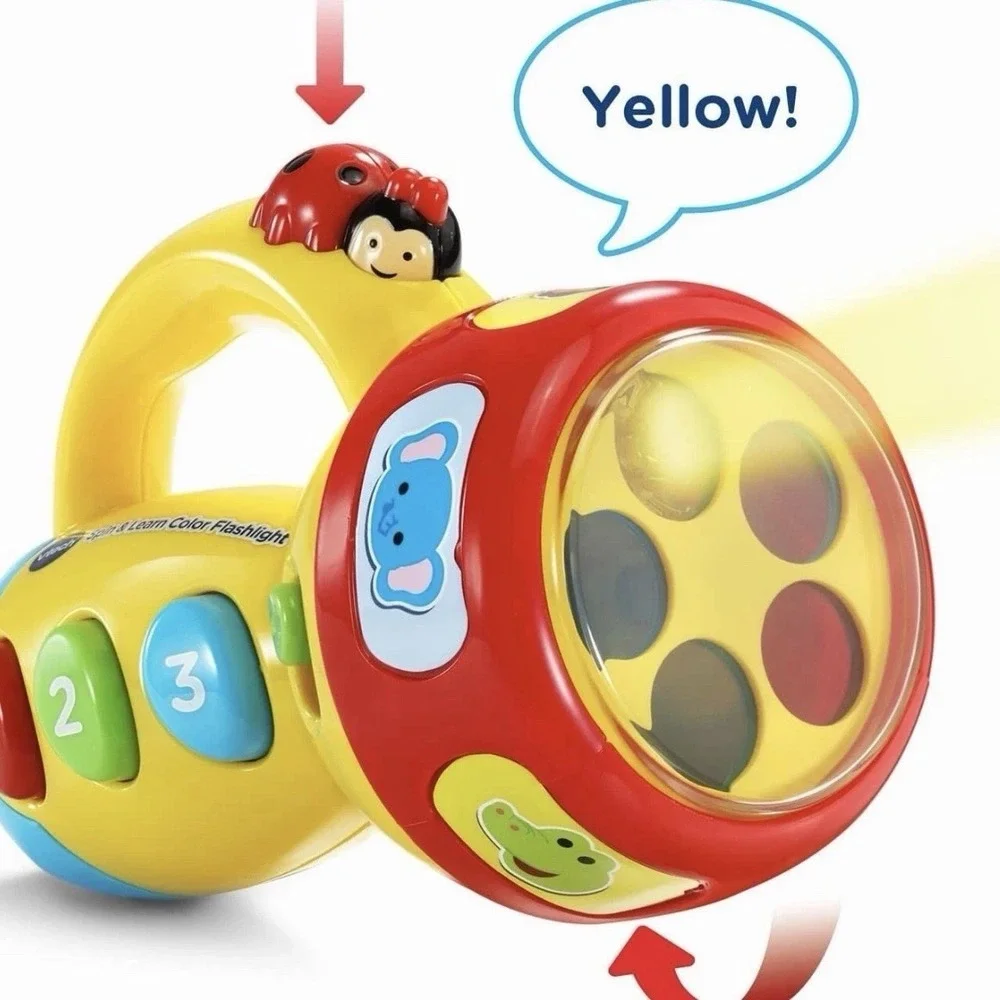 VTech Spin and Learn Color Flashlight Yellow Toddler Teaches Colors Counting NEW